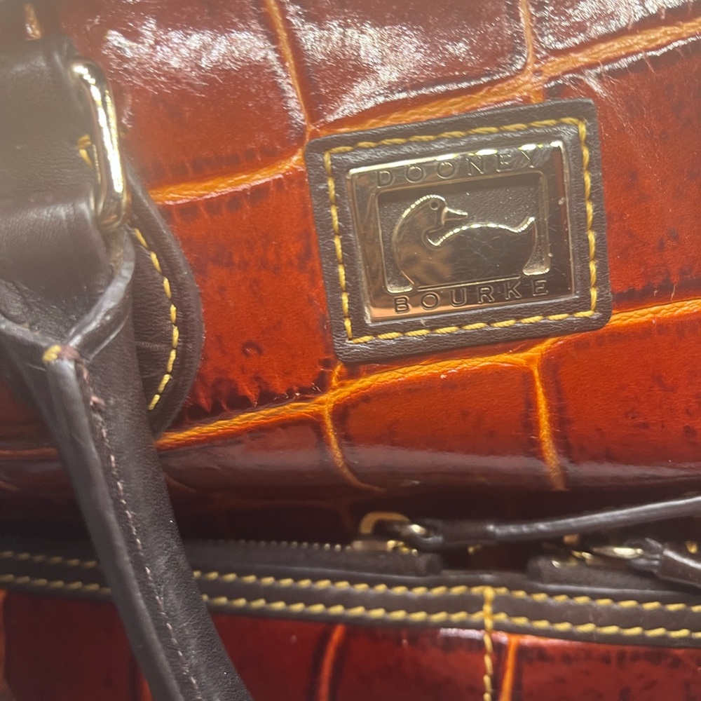 Dooney & Bourke Brown Leather Animal Print Satchel with matching wallet - Picture 2 of 16